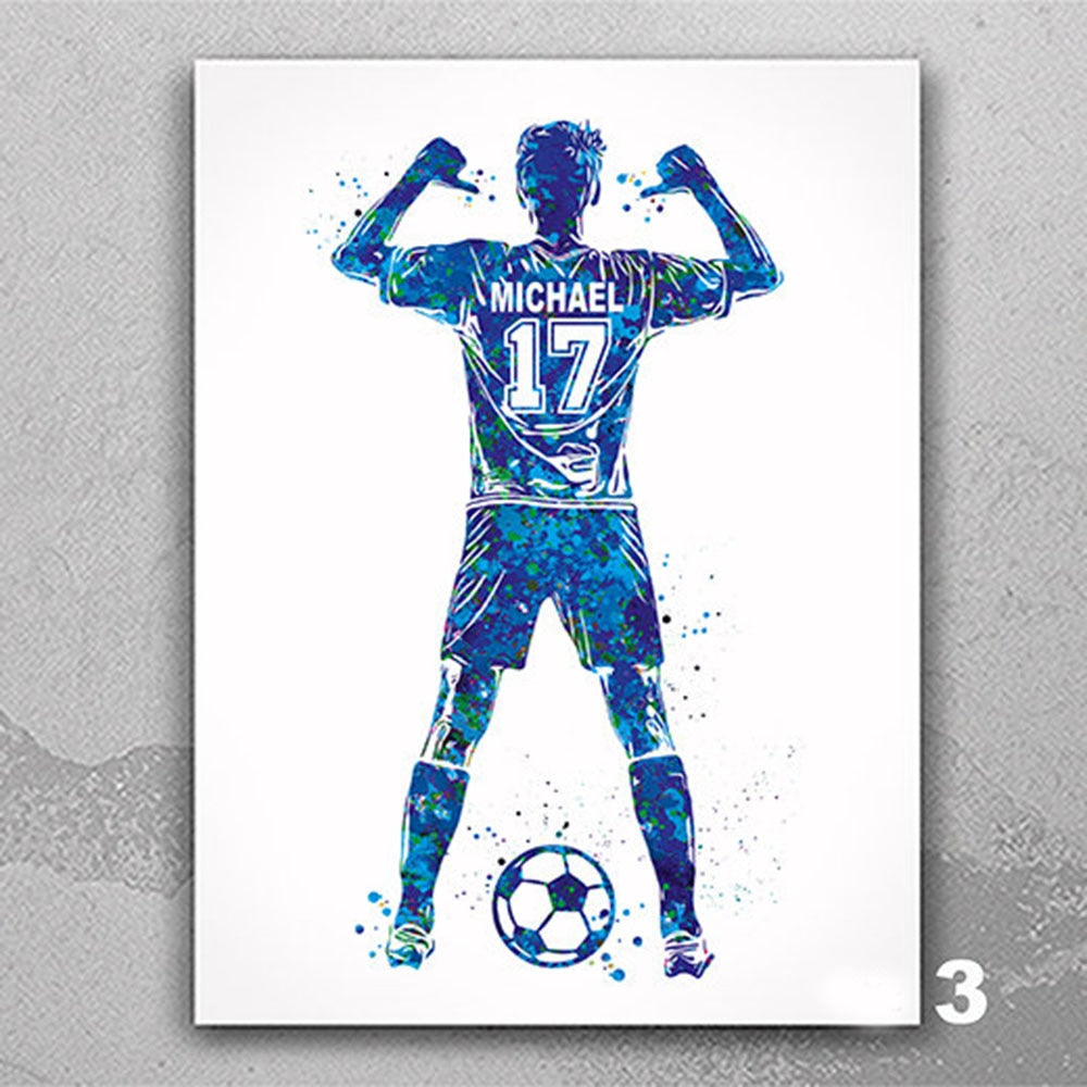 SoccerStar - Customized Soccer Star Watercolor Canvas Print