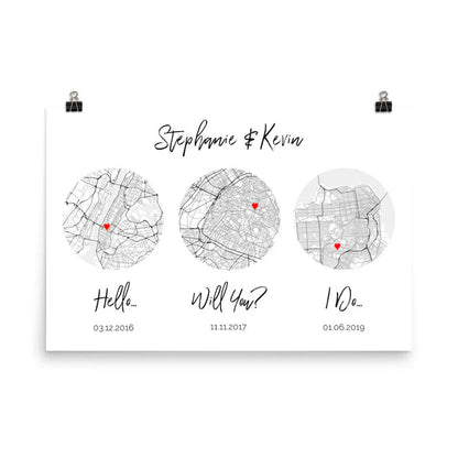 Eternal Love Story: Personalized Map Art Print